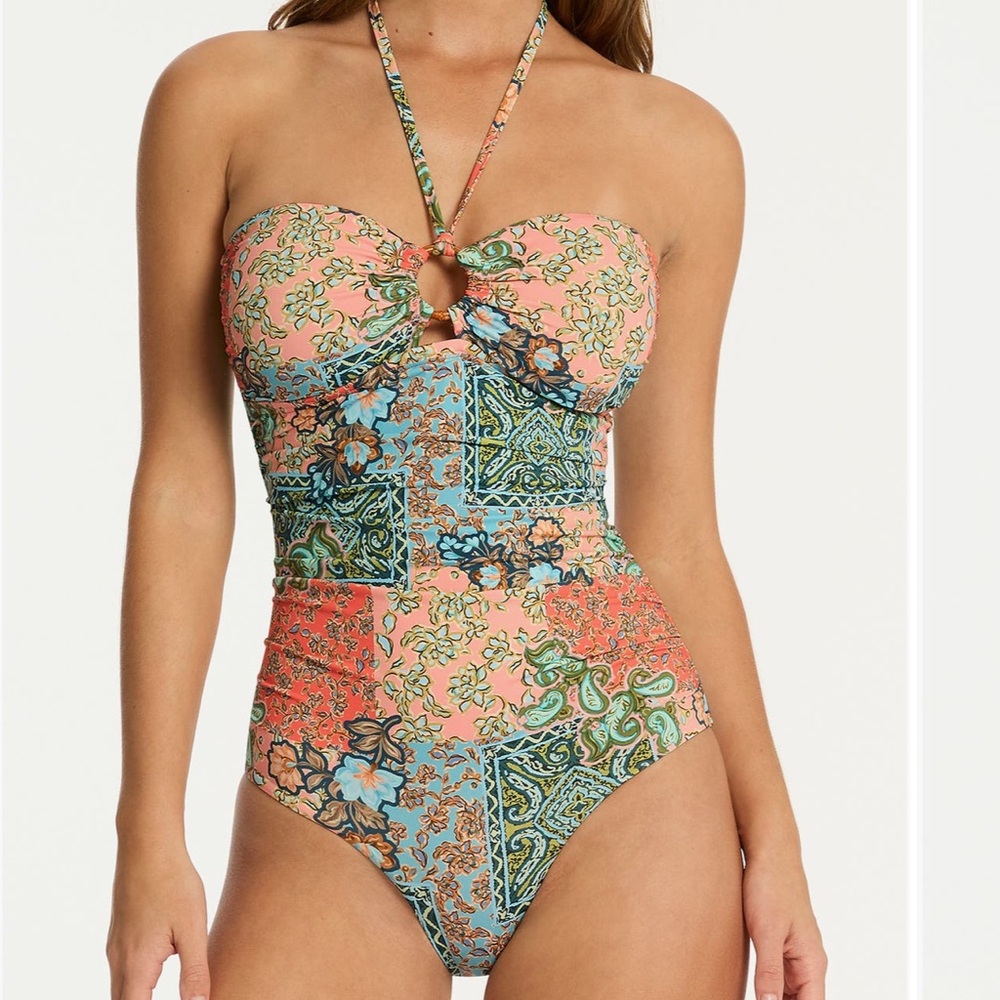 Sea Level  - Floral Patchwork One Piece Swimsuit